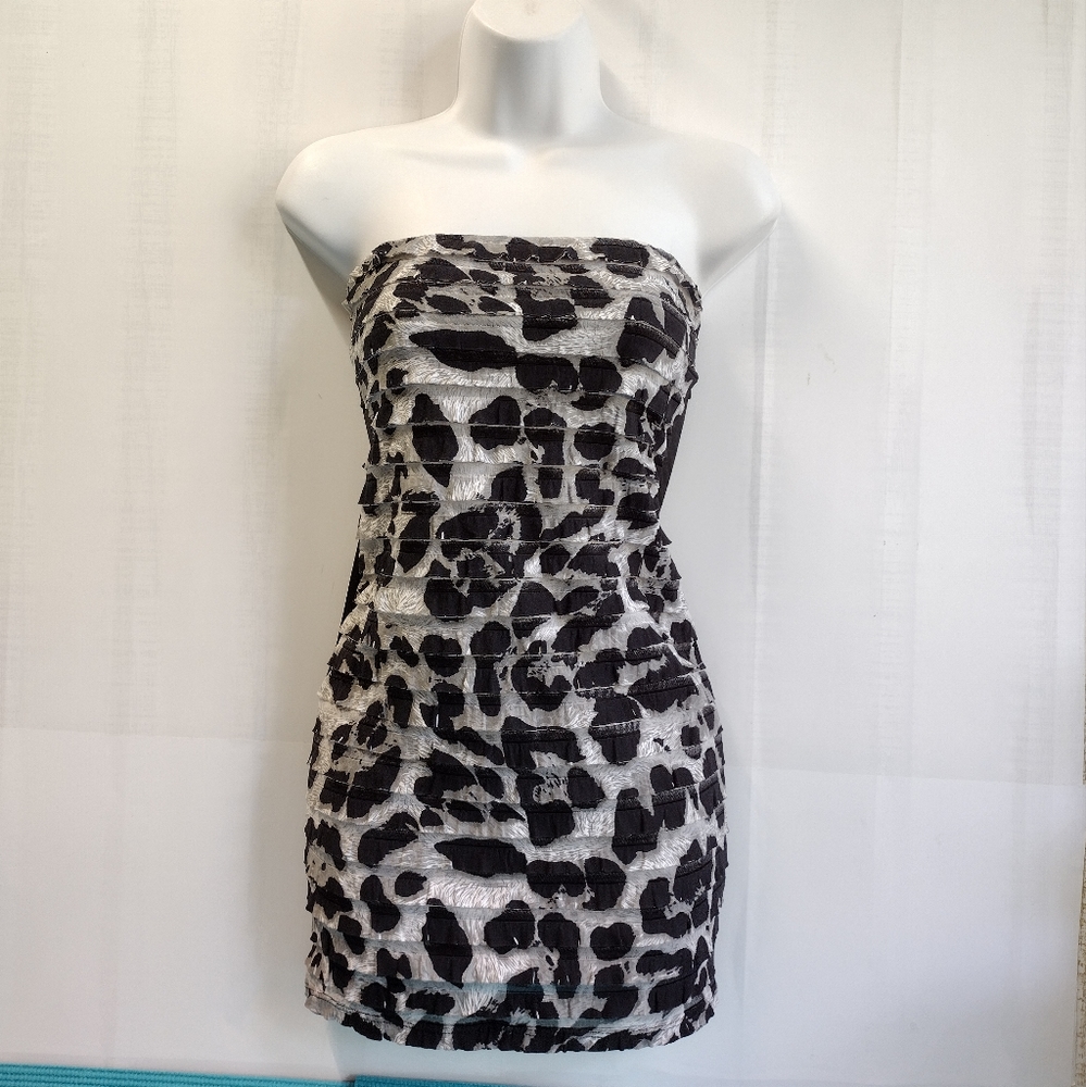 NEW Trac Sexy Strapless Mini Dress Leopard Size S